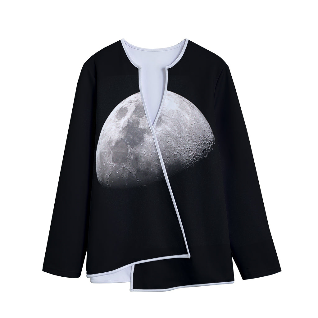 Half Moon Print Long Sleeve Short Coat