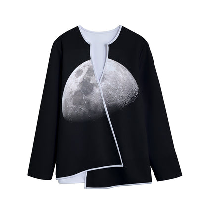Half Moon Print Long Sleeve Short Coat