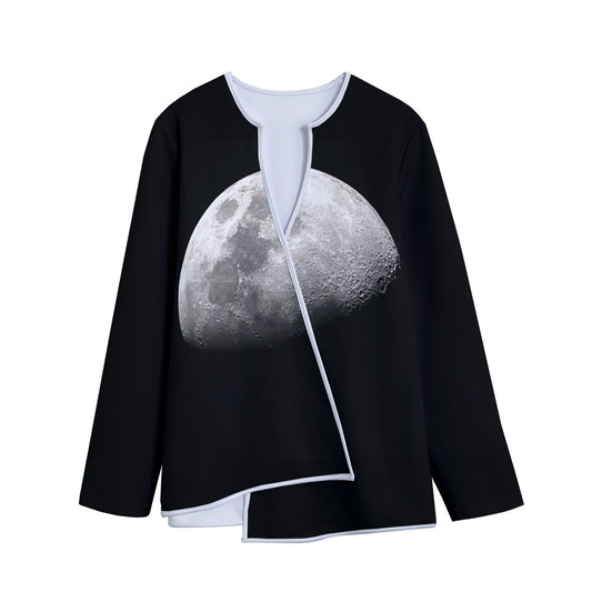 Half Moon Print Long Sleeve Short Coat