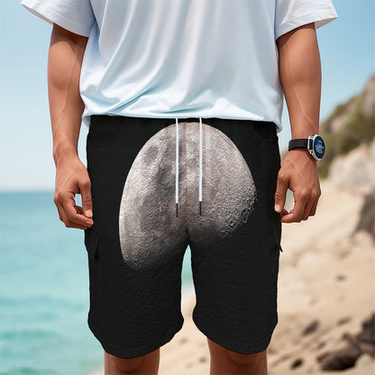 Half Moon Print Men's Cargo Shorts