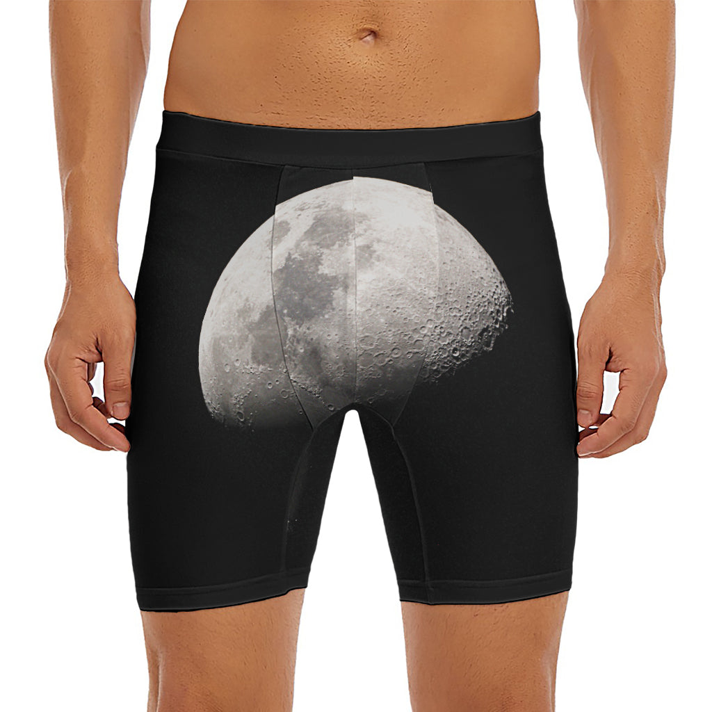 Half Moon Print Men's Long Boxer Briefs