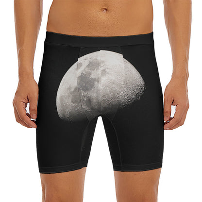Half Moon Print Men's Long Boxer Briefs