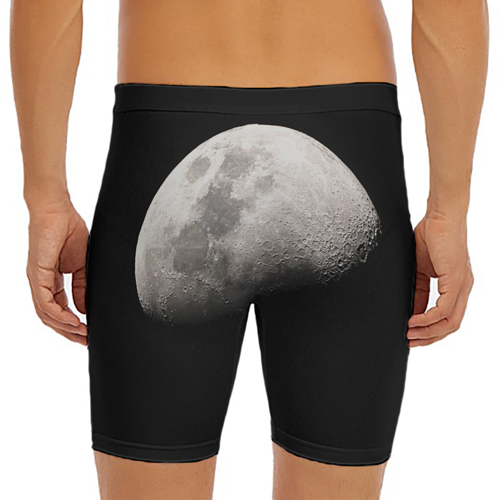 Half Moon Print Men's Long Boxer Briefs