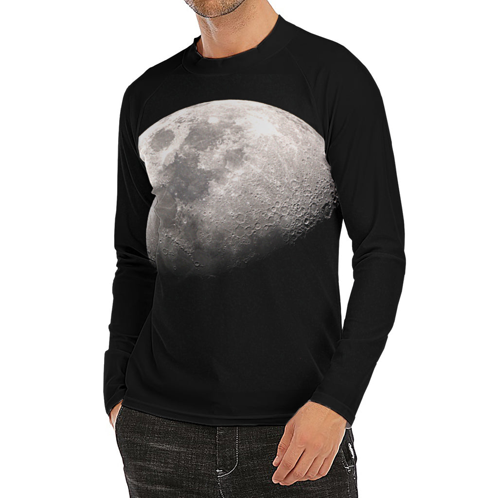 Half Moon Print Men's Long Sleeve Rash Guard