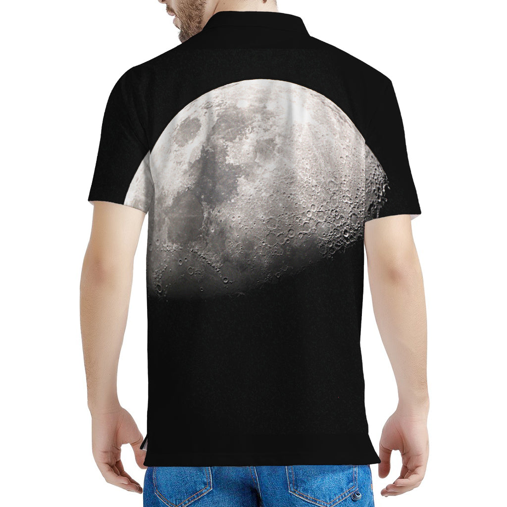 Half Moon Print Men's Polo Shirt