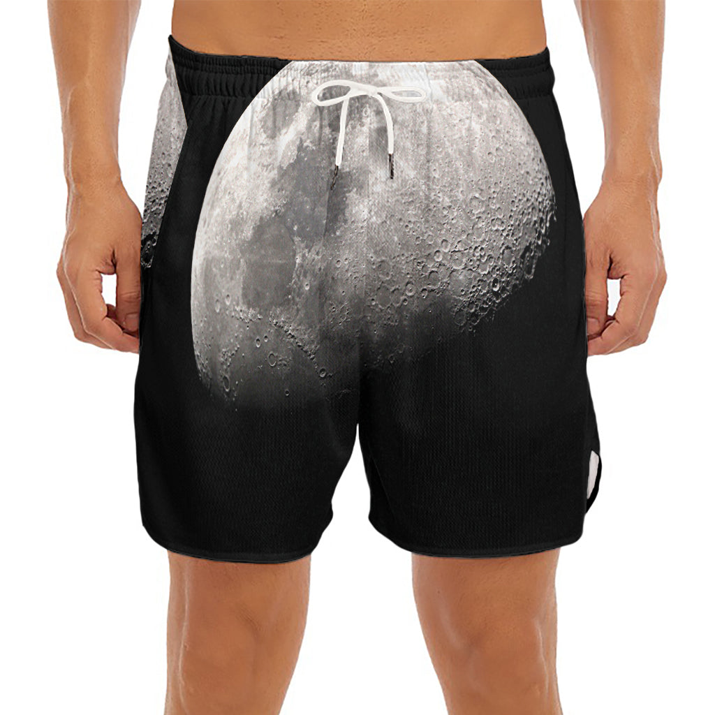 Half Moon Print Men's Split Running Shorts
