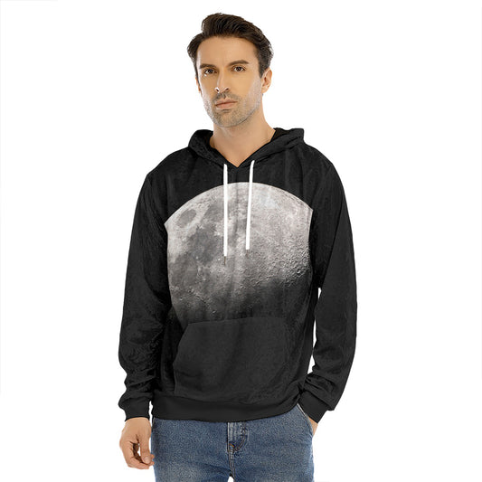 Half Moon Print Men's Velvet Pullover Hoodie