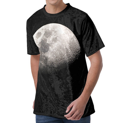 Half Moon Print Men's Velvet T-Shirt