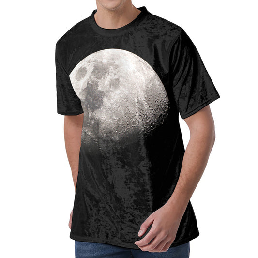 Half Moon Print Men's Velvet T-Shirt