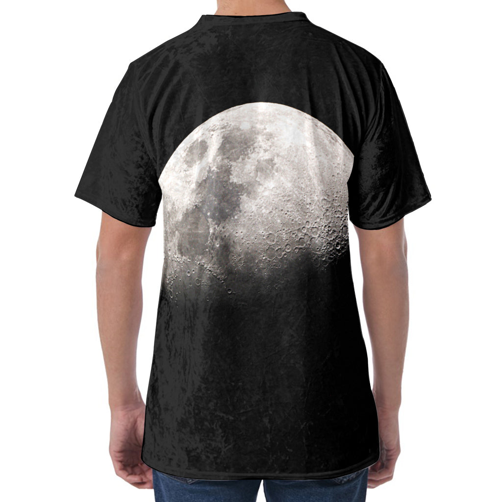 Half Moon Print Men's Velvet T-Shirt