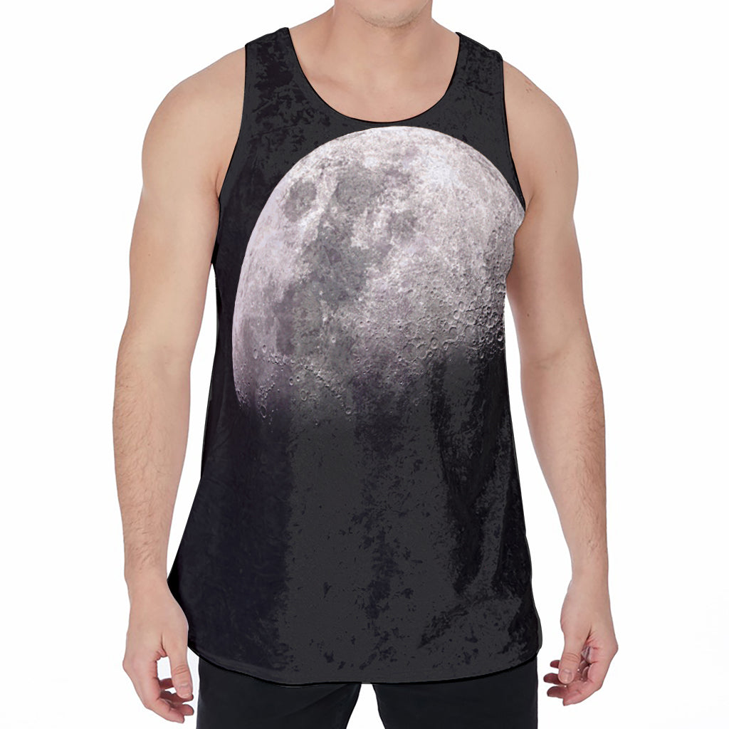 Half Moon Print Men's Velvet Tank Top