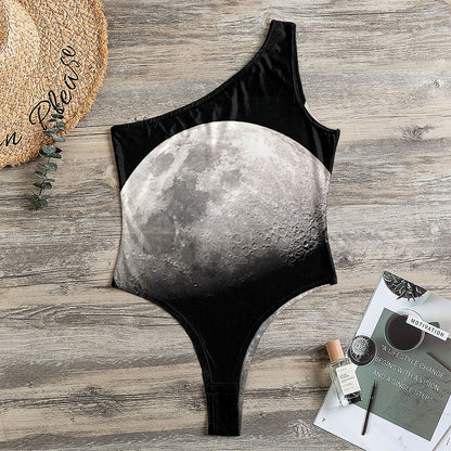 Half Moon Print One Shoulder Bodysuit