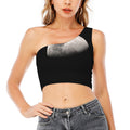 Half Moon Print One Shoulder Crop Top