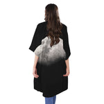 Half Moon Print Open Front Beach Cover Up