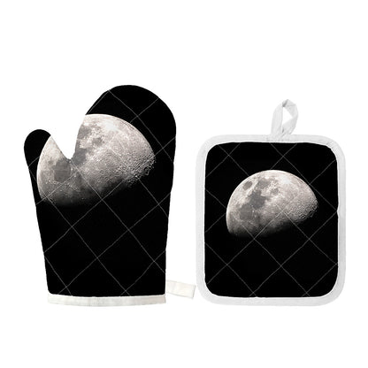 Half Moon Print Oven Mitt And Pot Holder Set