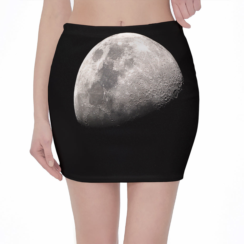 Half Moon Print Pencil Mini Skirt
