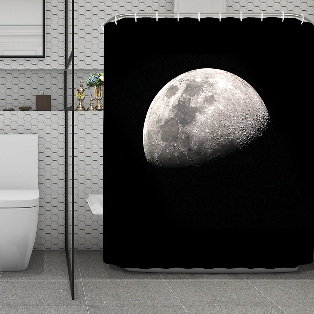 Half Moon Print Polyester Shower Curtain