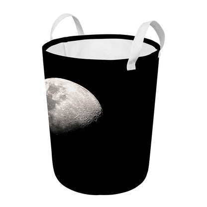 Half Moon Print Round Laundry Basket