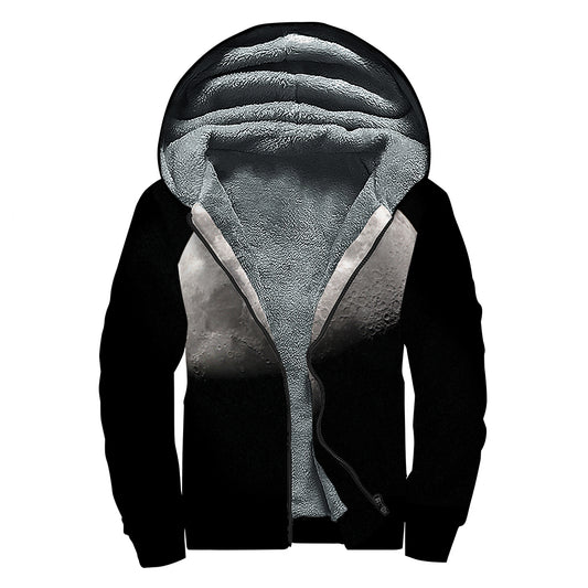 Half Moon Print Sherpa Lined Zip Up Hoodie