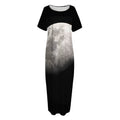 Half Moon Print Short Sleeve Long Nightdress