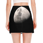 Half Moon Print Side Slit Mini Skirt