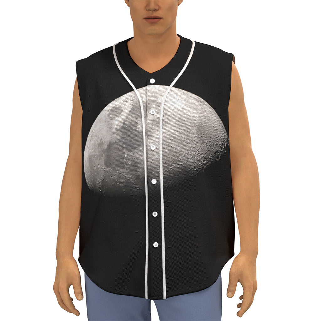Half Moon Print Sleeveless Baseball Jersey