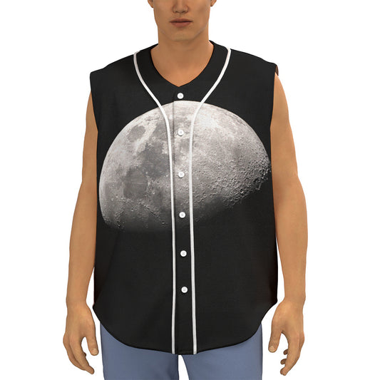 Half Moon Print Sleeveless Baseball Jersey