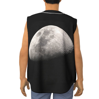 Half Moon Print Sleeveless Baseball Jersey