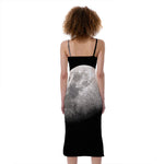 Half Moon Print Slim Fit Midi Cami Dress