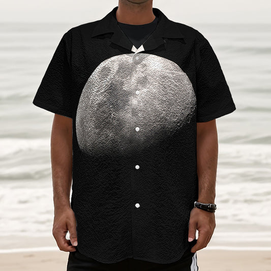 Half Moon Print Textured Short Sleeve Shirt