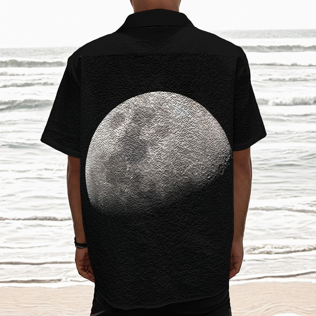 Half Moon Print Textured Short Sleeve Shirt