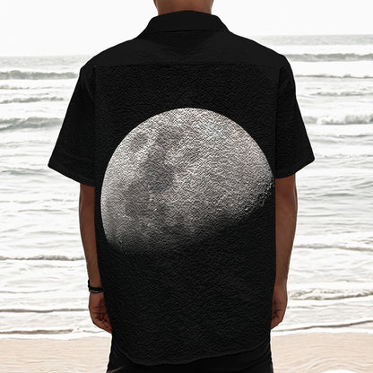 Half Moon Print Textured Short Sleeve Shirt
