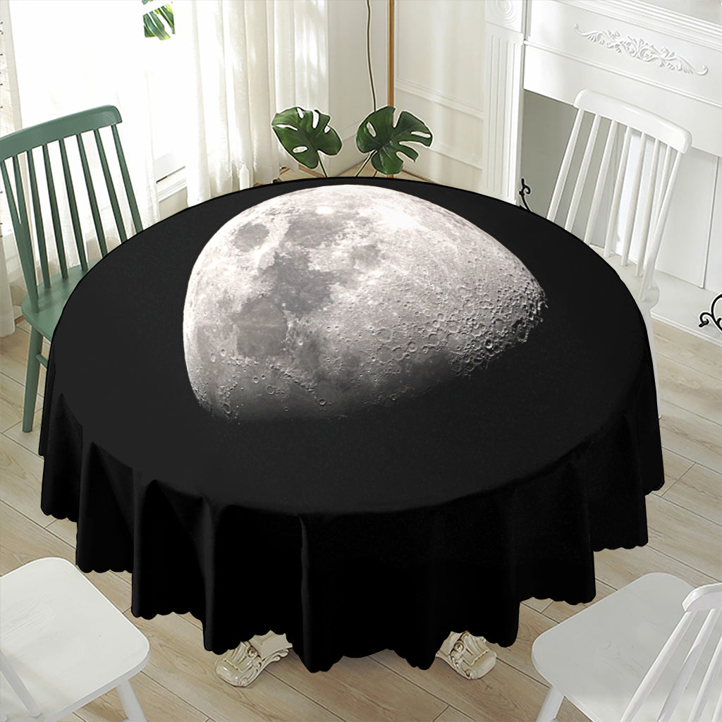 Half Moon Print Waterproof Round Tablecloth