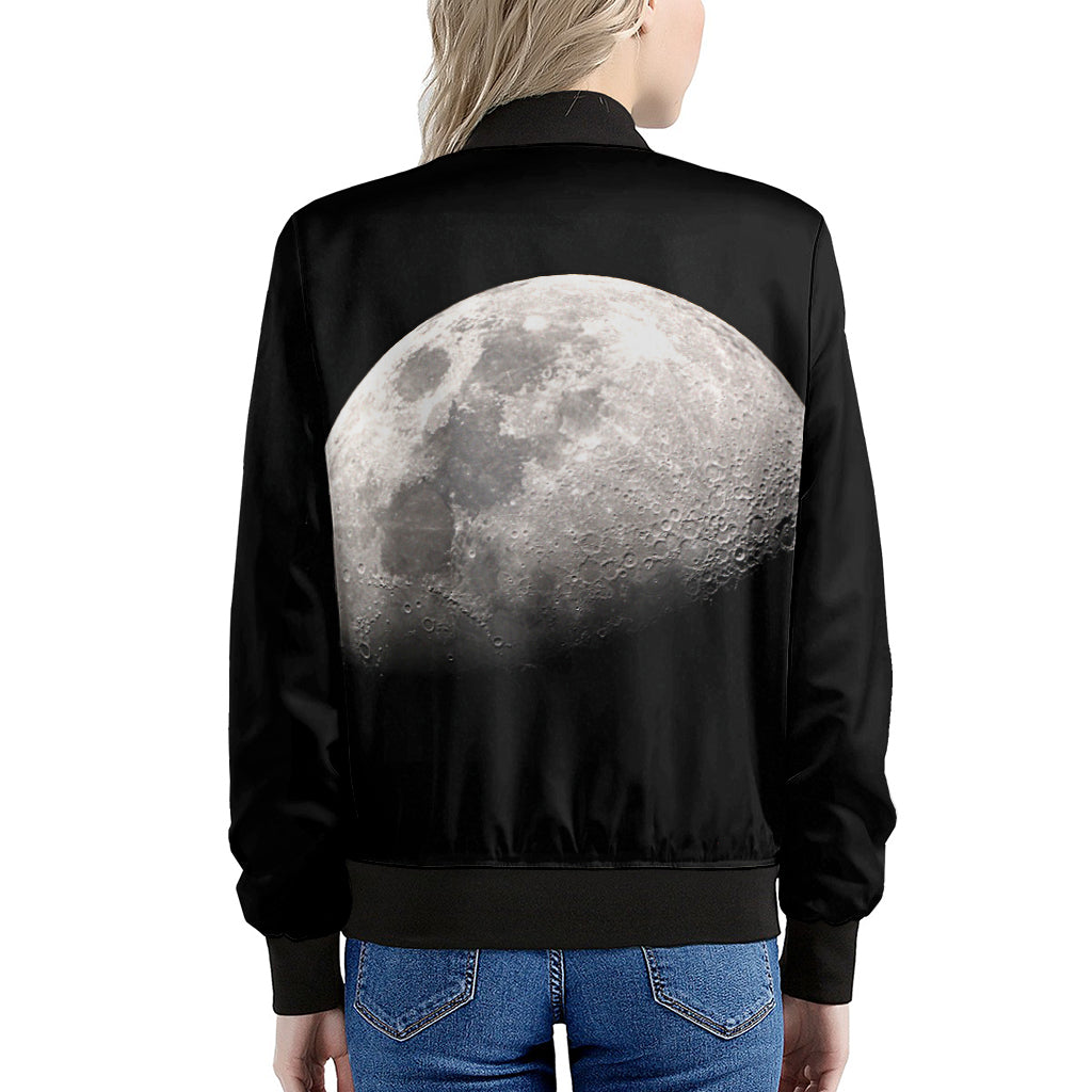 Half Moon Print Women's Bomber Jacket