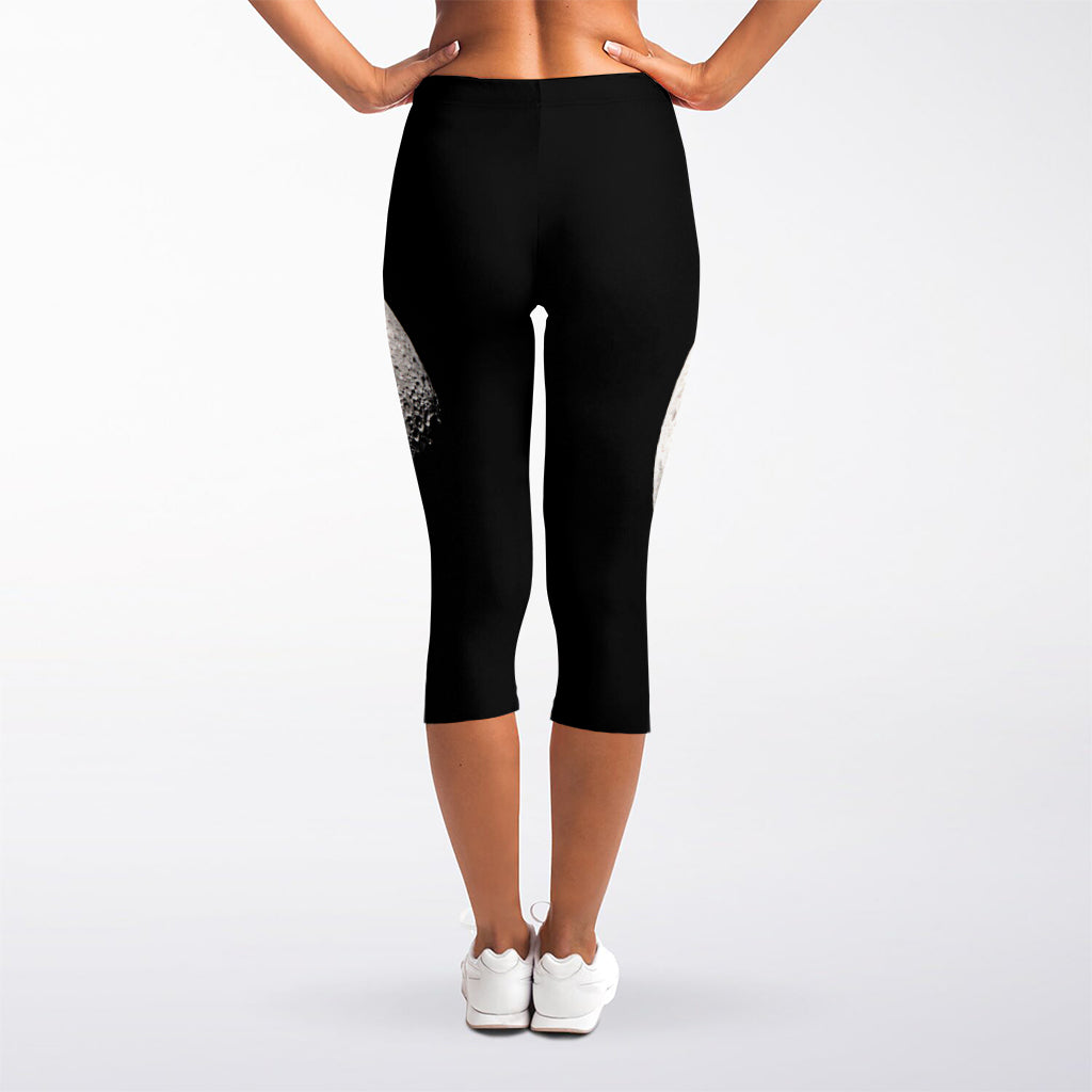 Half Moon Print Women's Capri Leggings