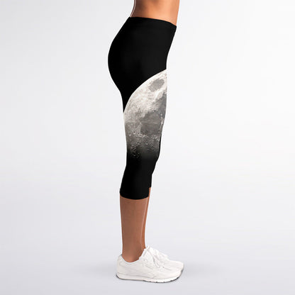 Half Moon Print Women's Capri Leggings