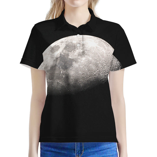 Half Moon Print Women's Polo Shirt