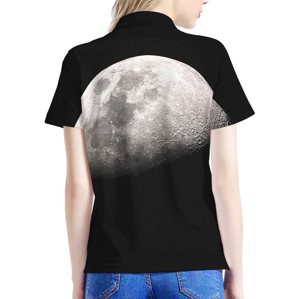 Half Moon Print Women's Polo Shirt