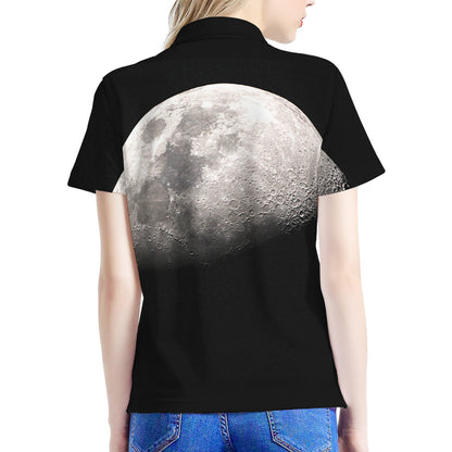 Half Moon Print Women's Polo Shirt