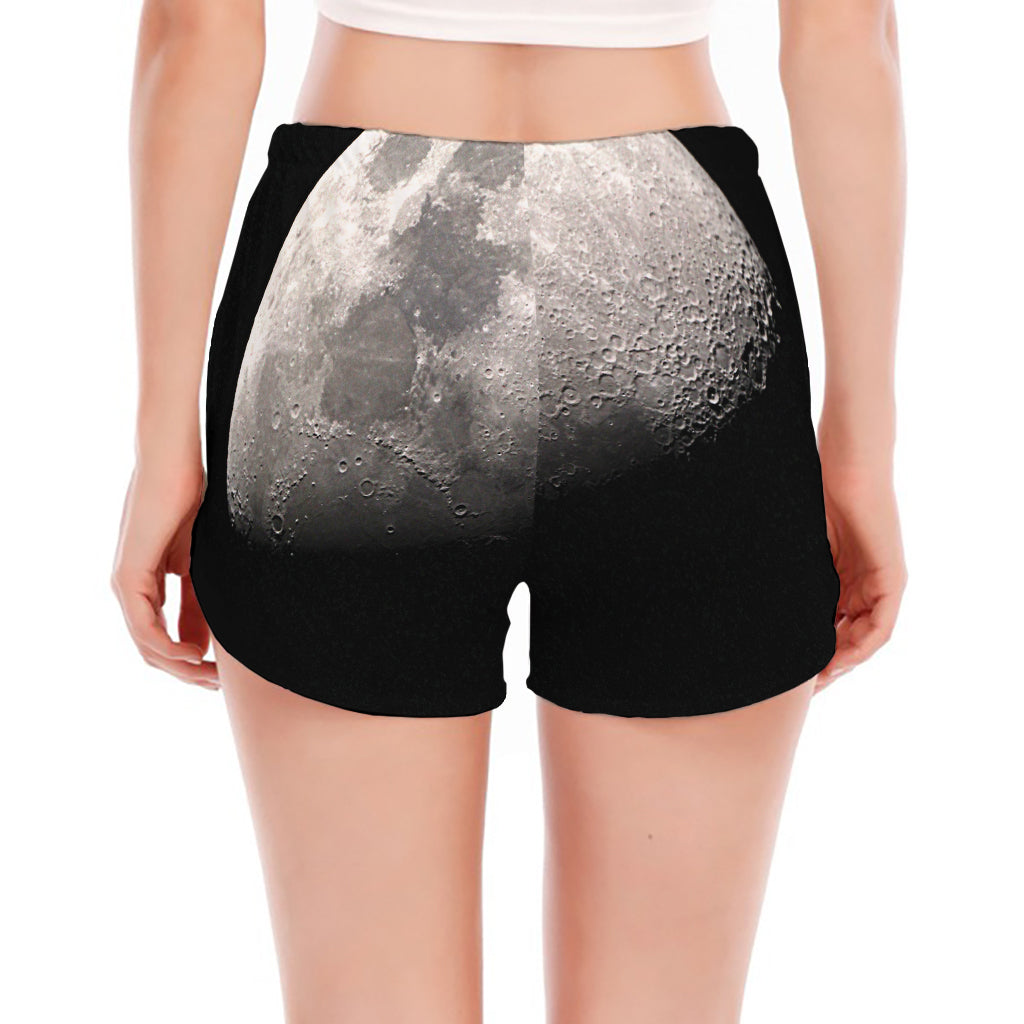 Half Moon Print Women's Split Running Shorts