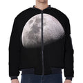 Half Moon Print Zip Sleeve Bomber Jacket