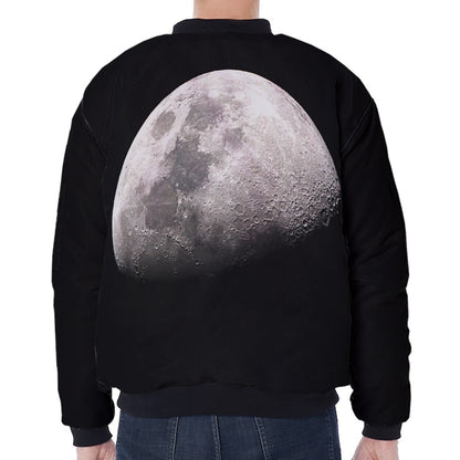 Half Moon Print Zip Sleeve Bomber Jacket