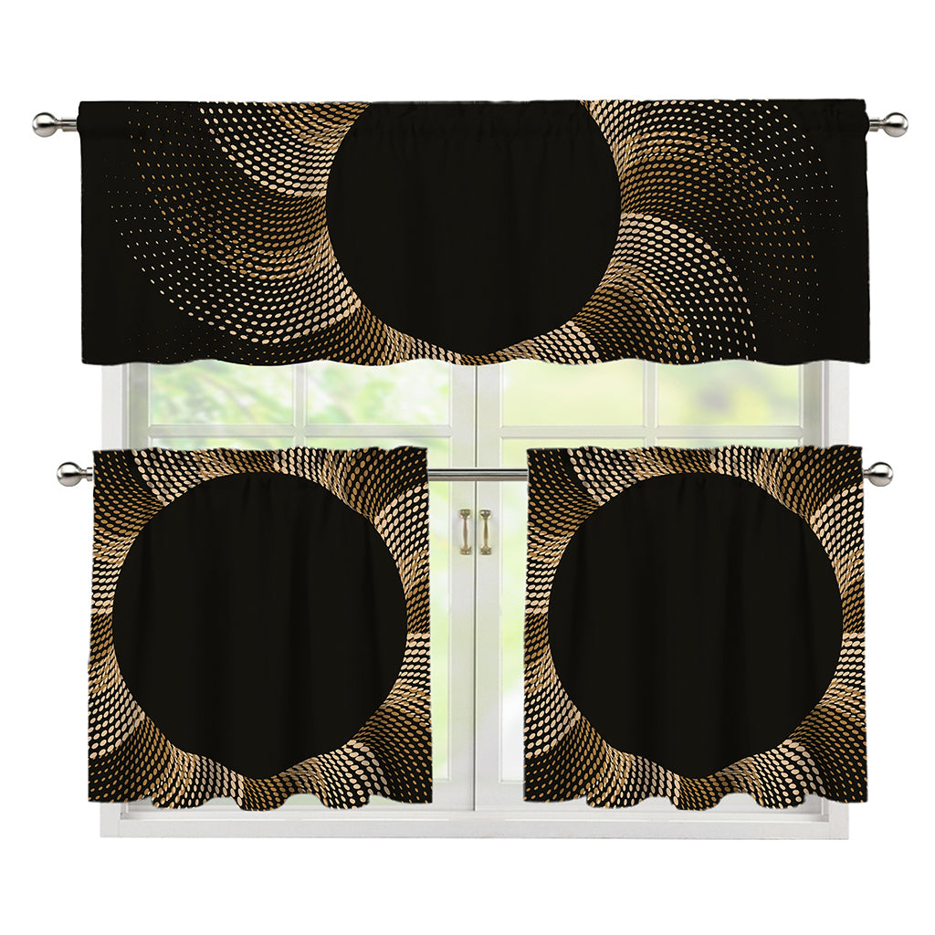 Halftone Dot Sun Print 3 Piece Kitchen Curtains