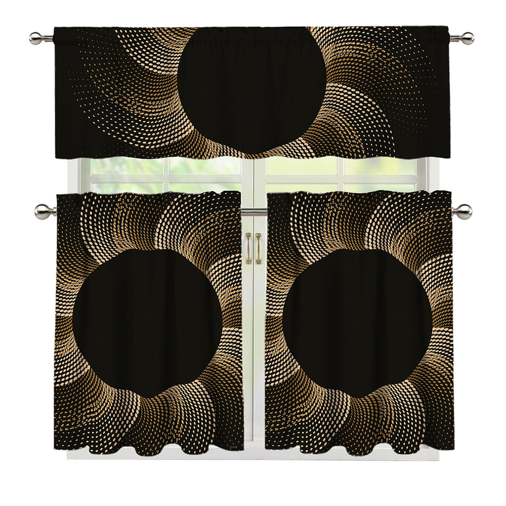 Halftone Dot Sun Print 3 Piece Kitchen Curtains