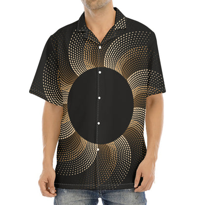 Halftone Dot Sun Print Aloha Shirt