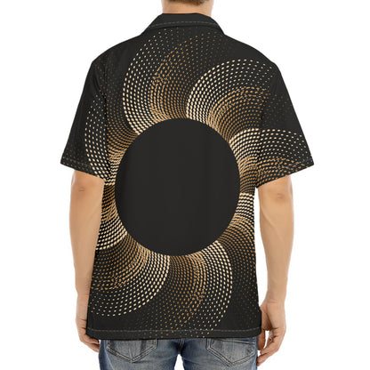 Halftone Dot Sun Print Aloha Shirt