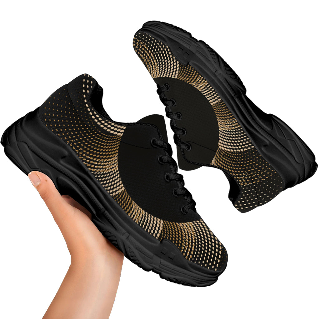 Halftone Dot Sun Print Black Chunky Shoes