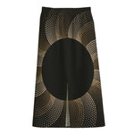 Halftone Dot Sun Print Cotton Front Slit Maxi Skirt