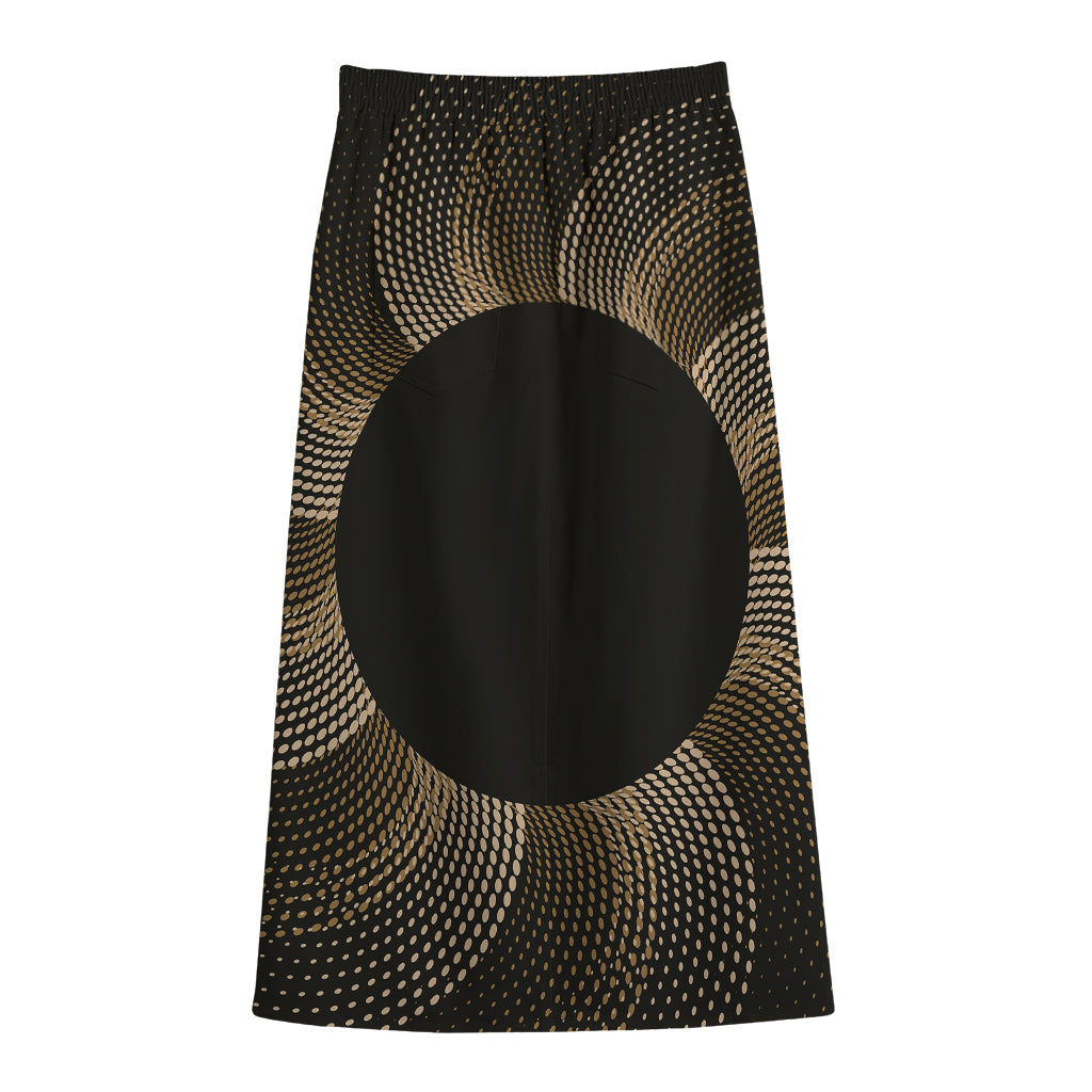 Halftone Dot Sun Print Cotton Front Slit Maxi Skirt