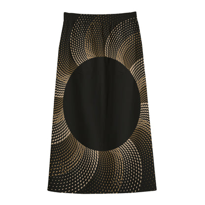 Halftone Dot Sun Print Cotton Front Slit Maxi Skirt